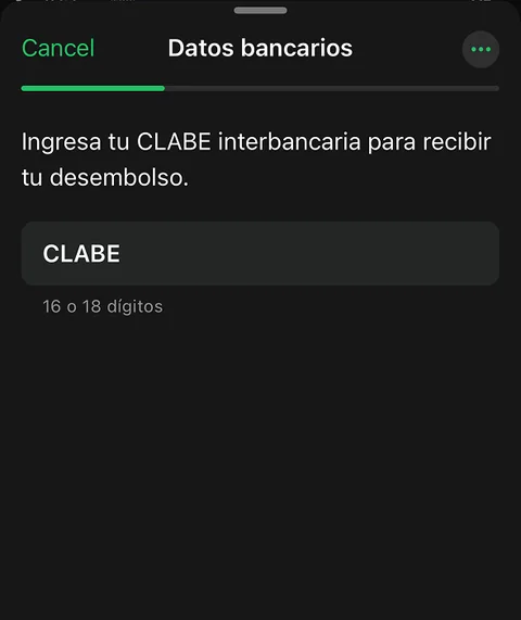 WhatsApp con Meta Flows: formulario para ingresar la CLABE.