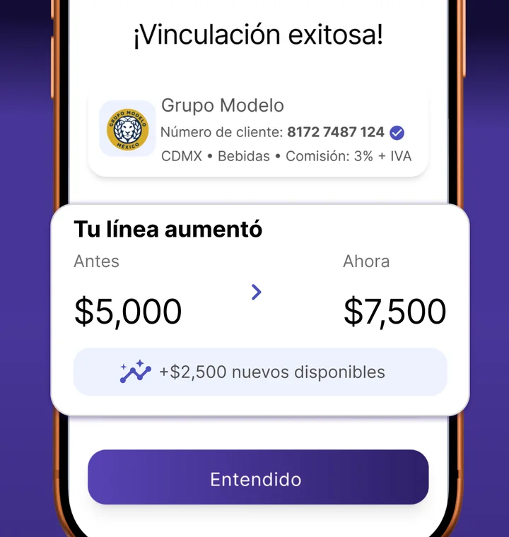 App de Propaga: vinculación exitosa con Grupo Modelo y la línea de crédito que aumenta de $5,000 a $7,500.